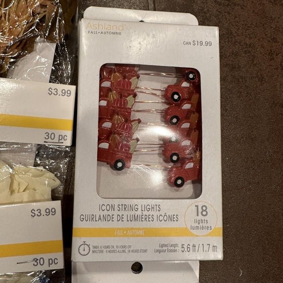 Mixed Lot of 14 Fall Halloween Decor Maple Leaves Raffia Truck String Lights - Picture 7 of 7